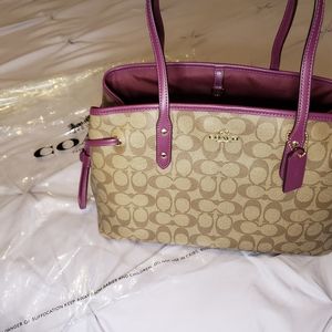 100% Authentic Coach Drawstring Signature Canvas